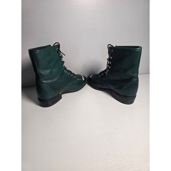 Laredo Women's 9 Forest Green Leather Victorian Boots Steampunk Cottage Whimsy - Picture 3 of 7